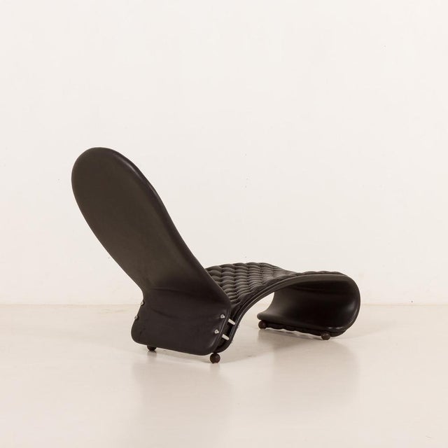 Black Leather Chaise Longue by Verner Panton for Fritz Hansen, 1970s For Sale - Image 6 of 18