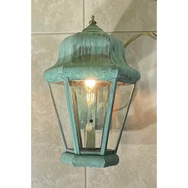 Exceptional Single Vintage Solid Brass Wall Lantern For Sale - Image 11 of 12