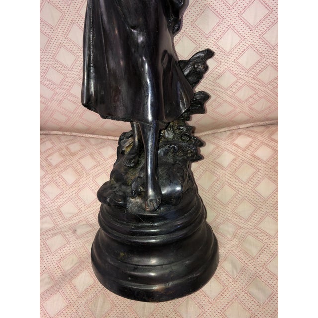 Vintage Mid 20th Century Bronze Statue Of Woman For Sale - Image 4 of 12
