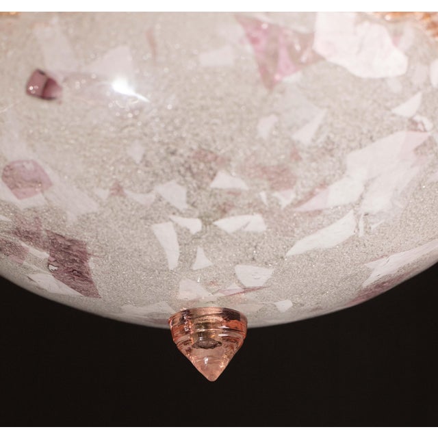 Glass Italian Multicolor and Pink Murano Glass Ceiling Fixture, Murano, 1970 For Sale - Image 7 of 12