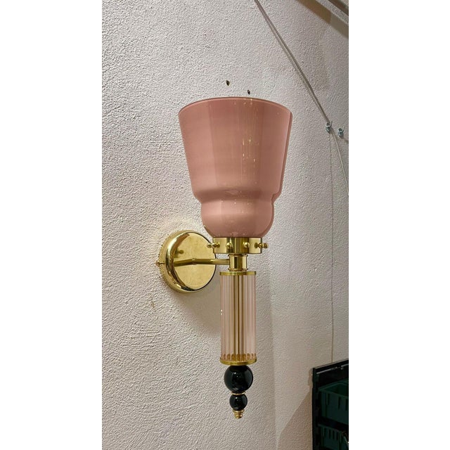 1990s 1990s Powder Pink Murano Glass Sconces - a Pair For Sale - Image 5 of 12