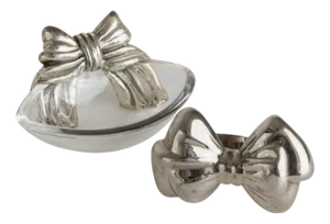 Vintage Bottle Accessories Silver-Plated Bows, Set of 2