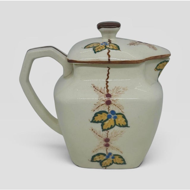 Mid-Century Modern Mid 20th Century Ceramic Lidded Creamer Hand-Painted Floral Berry Motif For Sale - Image 3 of 12
