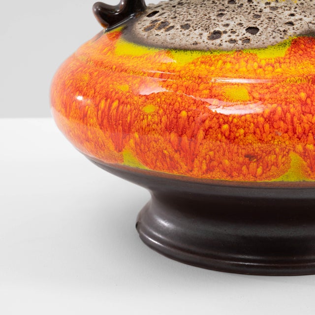20th Century German Orange Fat Lava Ceramic Table Lamp For Sale - Image 10 of 18