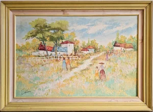 Large Beautiful Landscape Painting, Oil on Canvas, Signed