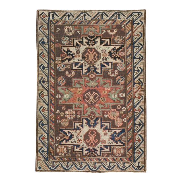 Galerie Shabab Collection Early 20th Century Caucasian Zeychur Kuba Throw Rug For Sale