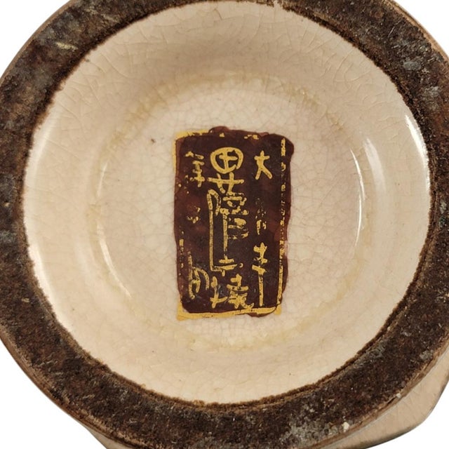 Japanese Satsuma Hexagonal Vases with Dragon and Rakan, Set of 2 For Sale - Image 11 of 13