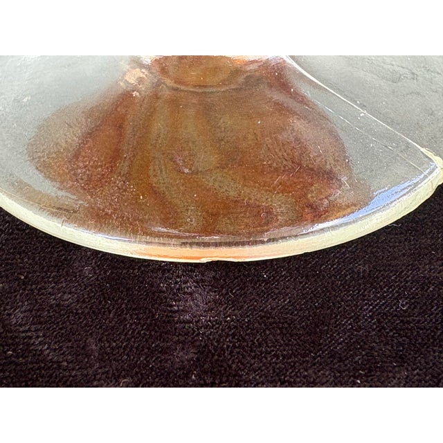 Antique Dugan Carnival Glass Peach Opalescent “Octopus & Shell” Two-Handled Compote, c.1910 For Sale - Image 11 of 11