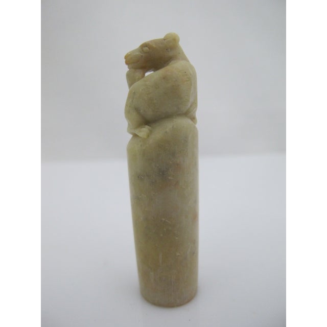 Early 20th Century Small Chinese Hand Carved Animal Dog Soapstone Chop Seal Figurine For Sale - Image 5 of 9