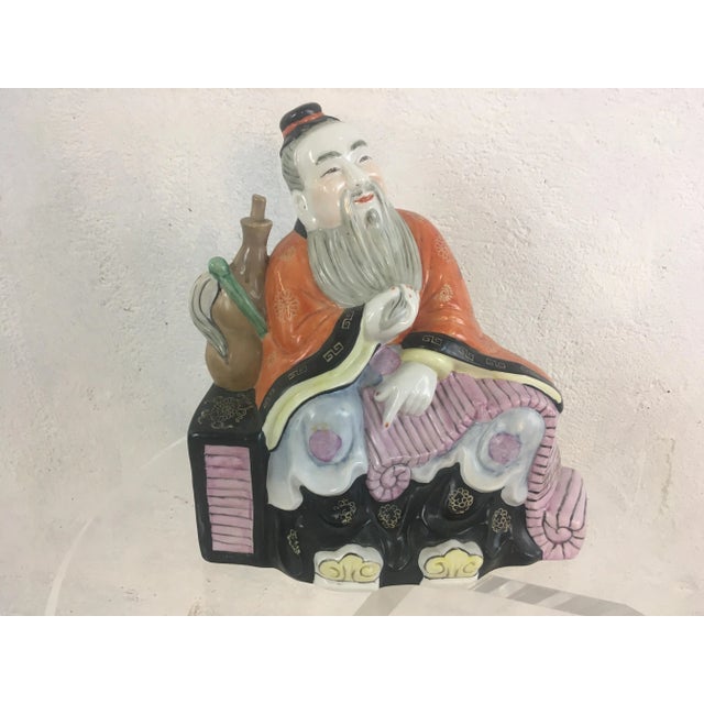 Vintage Chinoiserie Ceramic Man For Sale - Image 4 of 6