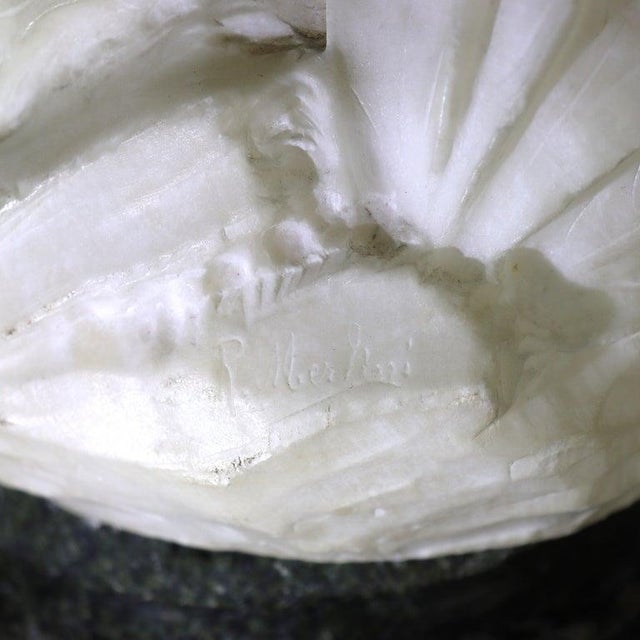 Antique Alabaster Sculpture of a Woman With Marble Base, Artist Signed, C1890 For Sale - Image 13 of 15