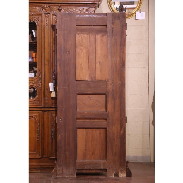 19th Century French Carved Walnut Halltree With Mirror and Brass Hooks For Sale - Image 11 of 12