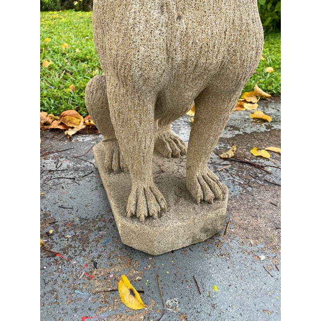 Late 20th Century Pair of English Style Cast Stone Guardian Dog Statues For Sale - Image 11 of 11