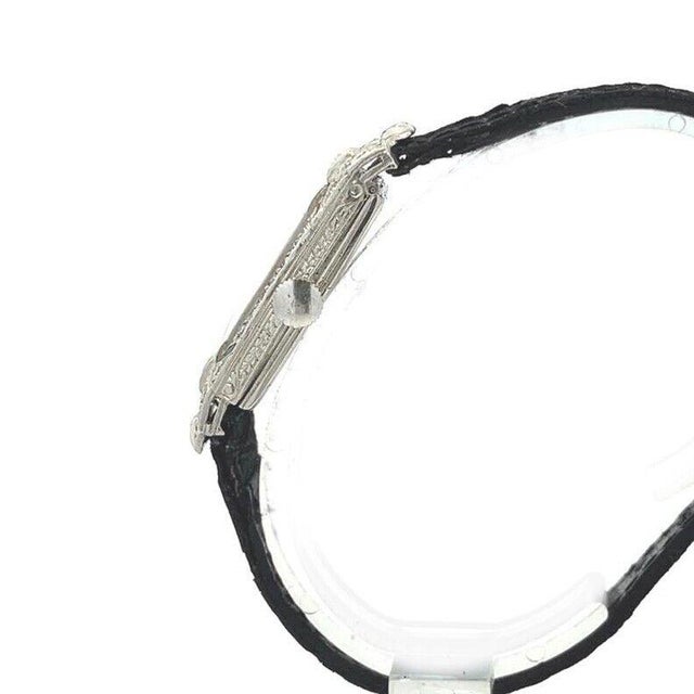 Contemporary Art Deco Diamond Platinum Hand Wind Elongated Ladies Watch For Sale - Image 3 of 5