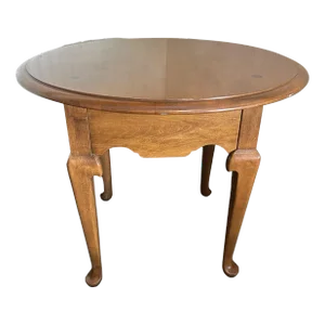 Vintage Ethan Allen Round Side Table Heirloom Maple Queen Anne Style