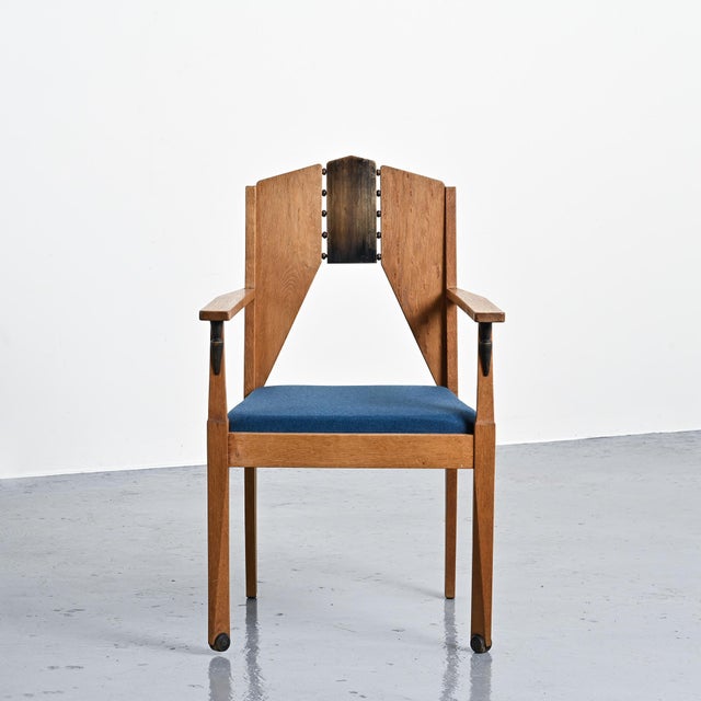 Wood Amsterdamse School Oak Armchairs by J.J. Zijfers, 1928, Set of 2 For Sale - Image 7 of 15