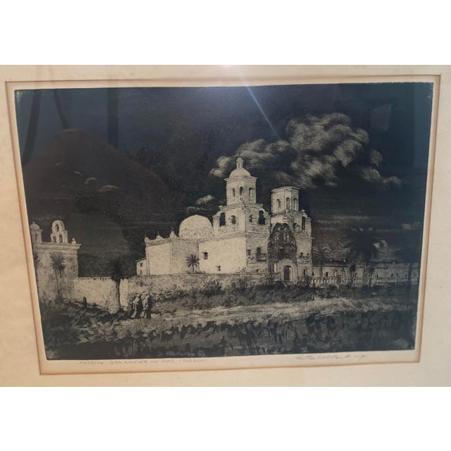 Black Hutton Webster Jr. Pencil Signed Etching “Mission San Xavier Del Bac Tucson” For Sale - Image 8 of 11