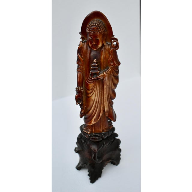 Vintage Chinese Carved Soapstone Goddess Figure on Base For Sale - Image 13 of 13