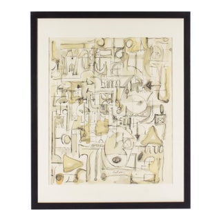 1961 Abstract Ink and Watercolor Painting by Harry Hilson For Sale