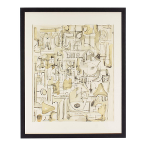 1961 Abstract Ink and Watercolor Painting by Harry Hilson