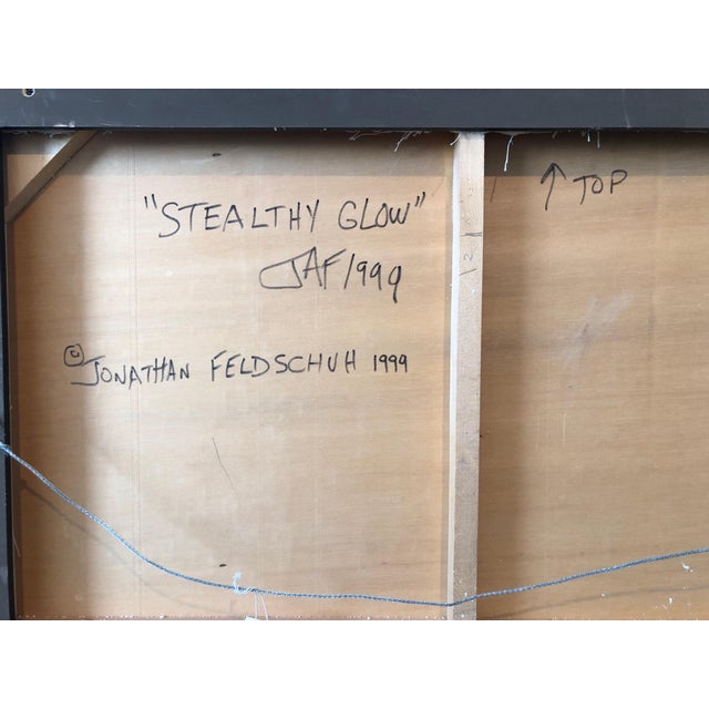 Jonathan Feldschuh, Large Abstract Mixed Media Lacquer Painting Stealthy Glow Scientific Abstraction, 1999 For Sale In Miami - Image 6 of 10