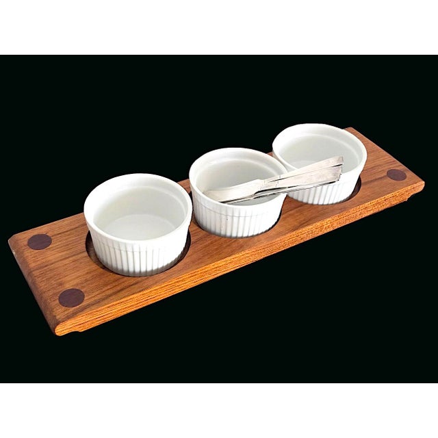 1970s Vintage Teak Wood Snack Set, 8 Pieces For Sale - Image 5 of 10