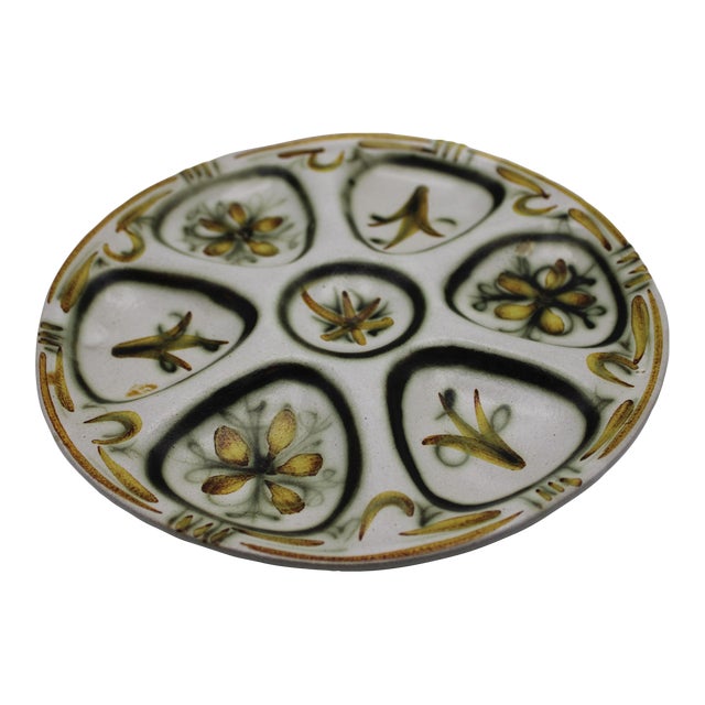 Mid 20th Century Quimper Keralac G6 Oyster Plate For Sale