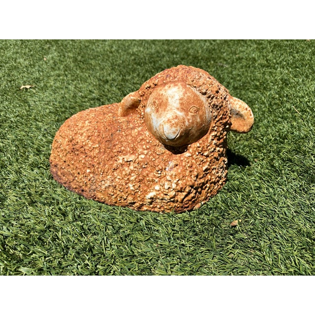 Farmhouse Vintage Cast Iron Sheep Garden Ornament For Sale - Image 3 of 8