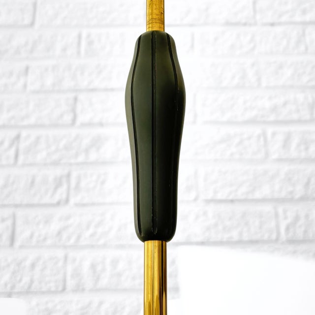 White Mid-Century Modern Scandinavian Chandelier in Brass and Glass, 1940s For Sale - Image 8 of 10