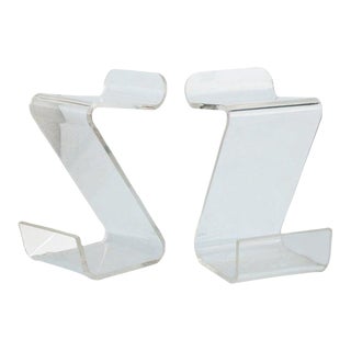 Pair of Haziza Style Lucite Stools For Sale