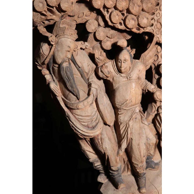Asian Antique Qing Dynasty Hand-Carved Wood Temple Corbels, 19th Century - a Pair For Sale - Image 3 of 11