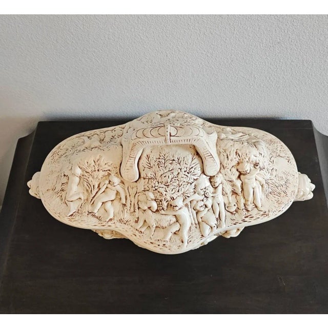 Large Vintage Italian Capodimonte Style Porcelain Covered Serving Dish For Sale - Image 9 of 12