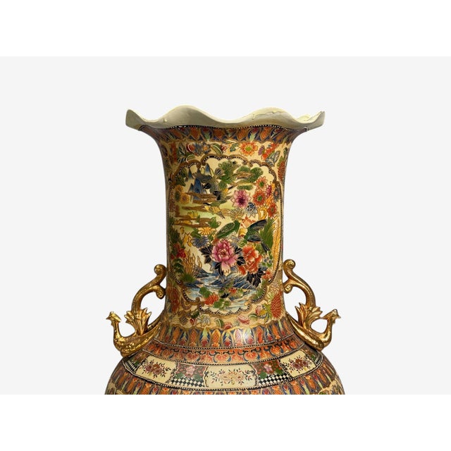 Chinese Rose Medallion, Monumental Floor Vase, Porcelain, Gilt, China, 20th C. For Sale - Image 11 of 14