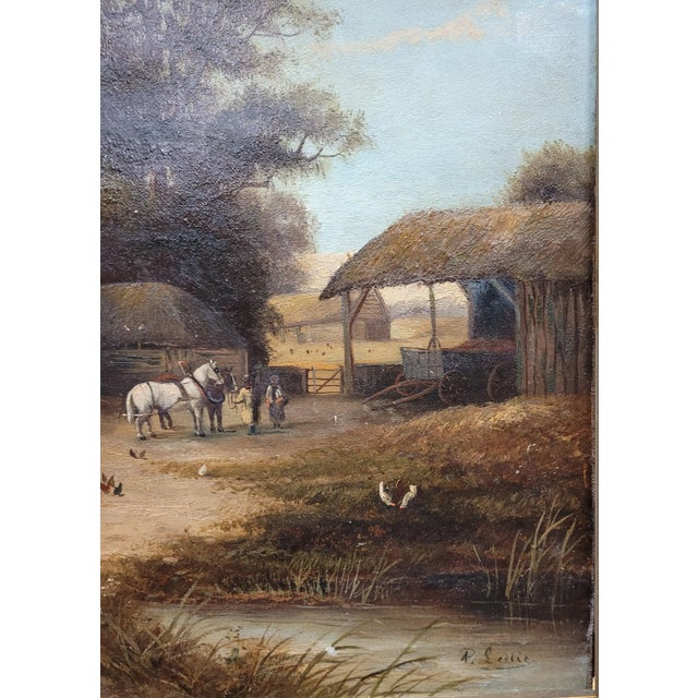 19th Century Signed Antique Farmscape Oil Painting, Framed For Sale - Image 10 of 10