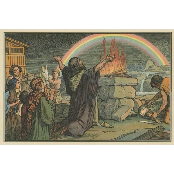 Philipp Schumacher, Religious Illustration of Noah's Offering, 1913, Print For Sale - Image 3 of 5