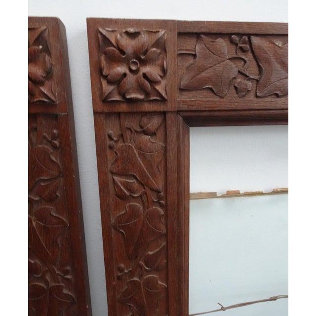 Large Art Nouveau Carved Wooden Frames with Glass, 1890s, Set of 2 For Sale - Image 4 of 16