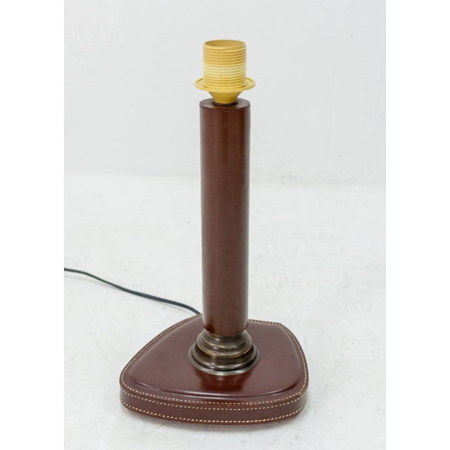 1960s French Stichted Leather Desk Lamp, 1964 For Sale - Image 5 of 8