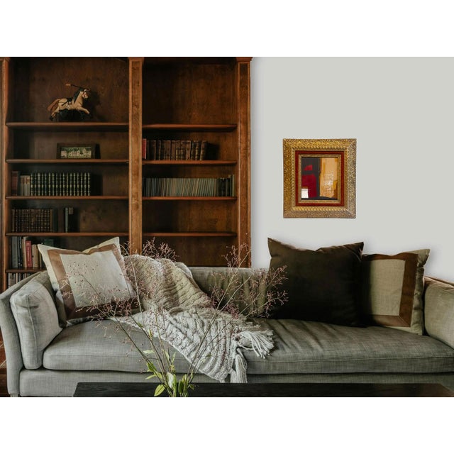 “Romantic” Abstract Art in 1860's Antique Frame, Transitional Living Room Art by JTS For Sale - Image 4 of 9