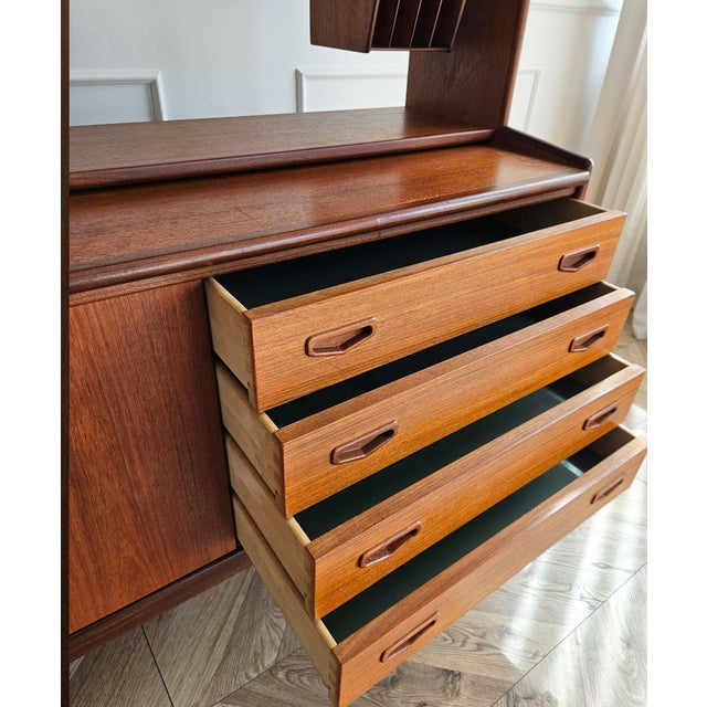 Mid-Century Teak Bookcase with Pull-Out Writing Desk, 1960s For Sale - Image 12 of 18