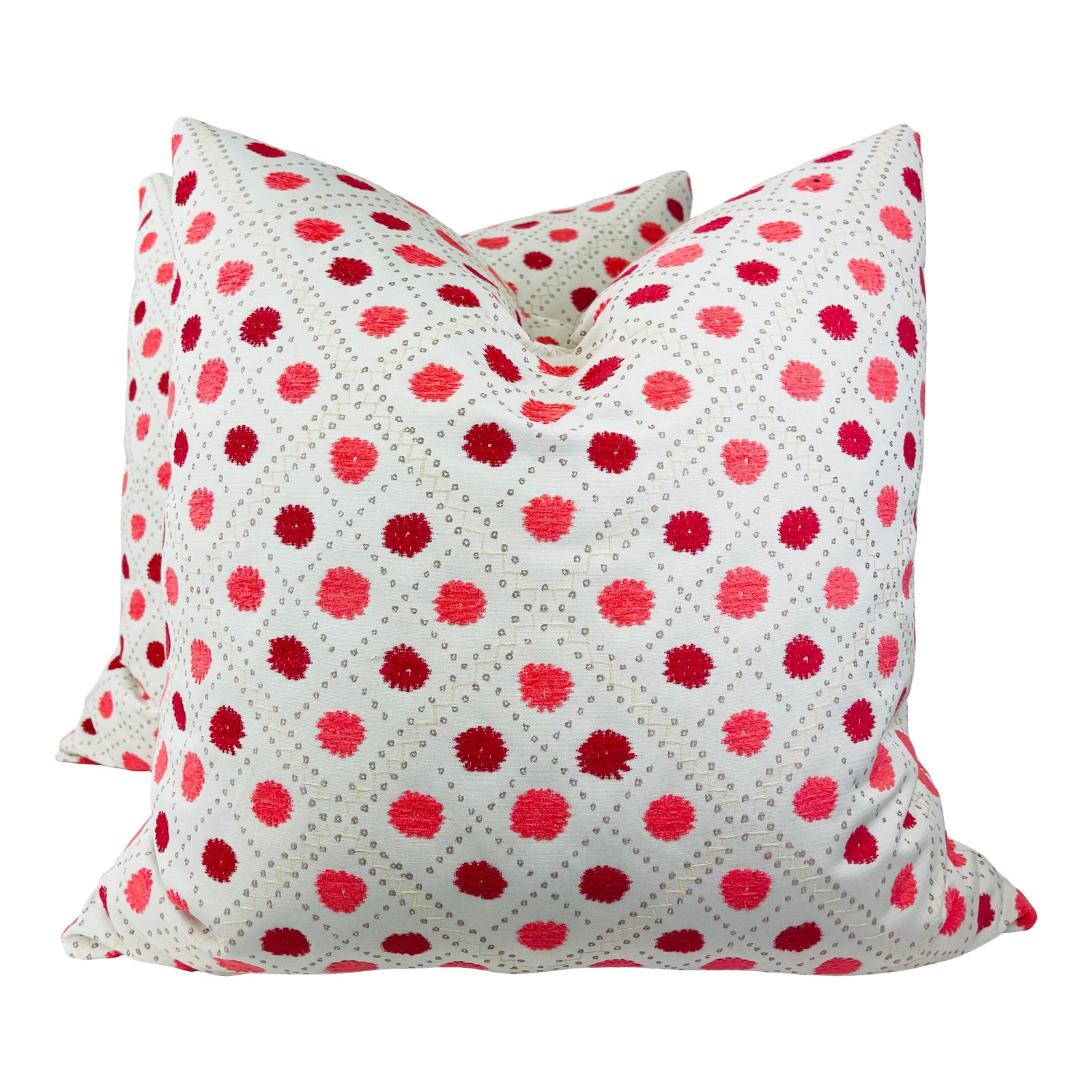 Nina Campbell “Claribel” in Coral/Red 22” PillowsA Pair Chairish