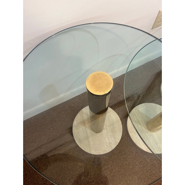 Leon Rosen Italian glass and travertine three tiered tables You can arrange them, however you’d like These are in very...