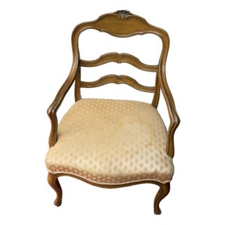 Two-cTone Chevron Pattern Rattan Wicker Tall Back Chair With Spiral Arms For Sale