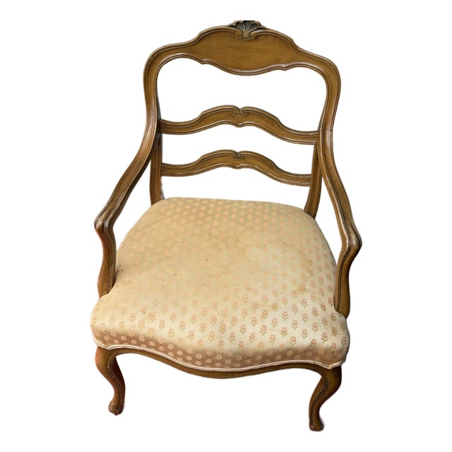 Two-cTone Chevron Pattern Rattan Wicker Tall Back Chair With Spiral Arms For Sale