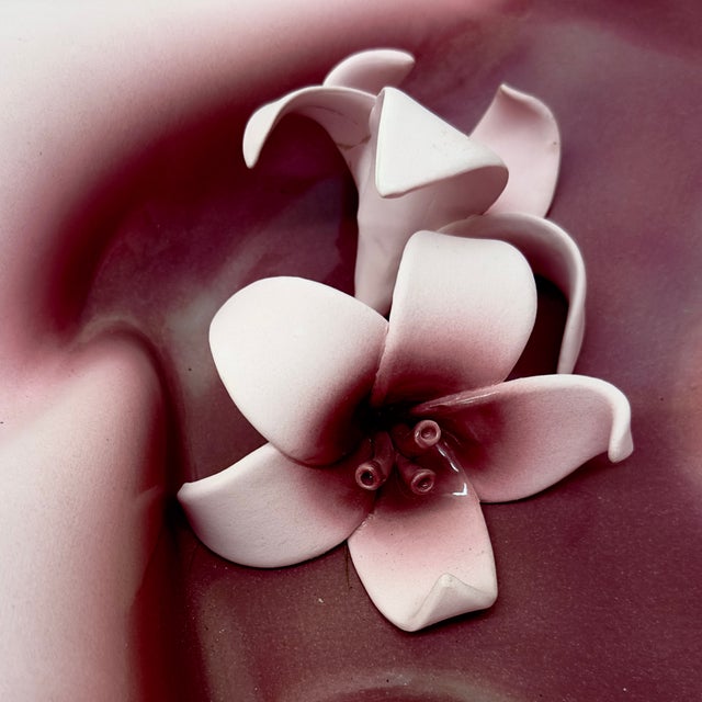 Ceramic 1980s Ceramic Sculptural Bowl With 3d Floral Motif For Sale - Image 7 of 8