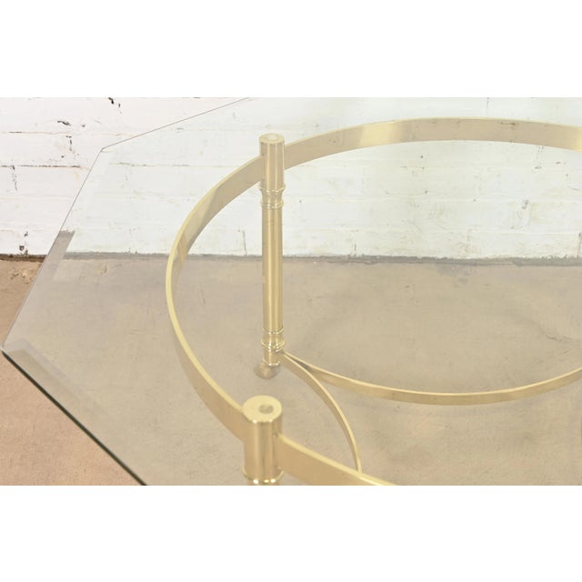 Labarge Hollywood Regency Brass and Glass Hooved Feet Cocktail Table, Circa 1960s For Sale In South Bend - Image 6 of 10