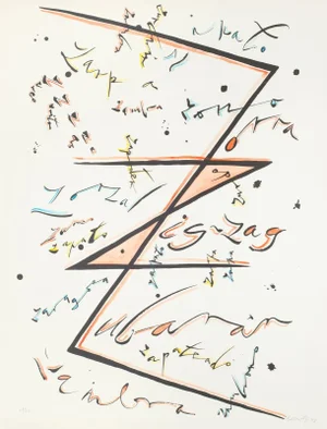 Letter Z Orange - Hand-Colored Lithograph by Raphael Alberti - 1972 1972