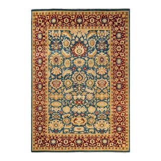 Vintage Moroccan Hand Knotted Wool Area Rug, Blue - 6'1" X 8'10" For Sale