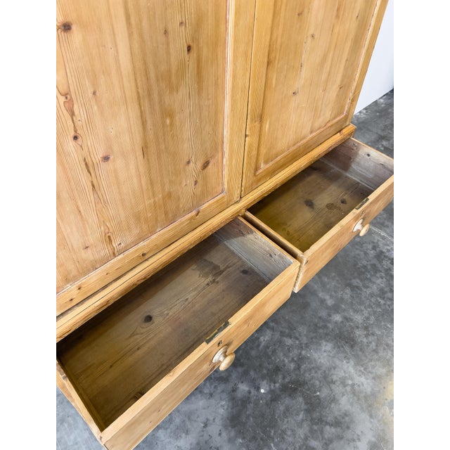 Tan Antique Linen Press, Storage Cabinet With Drawers For Sale - Image 8 of 12