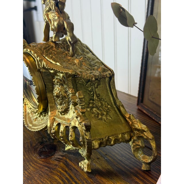 Vintage Rococo Revival Style Brass Mantel Clock, Mid–Late 20th Century For Sale - Image 9 of 14