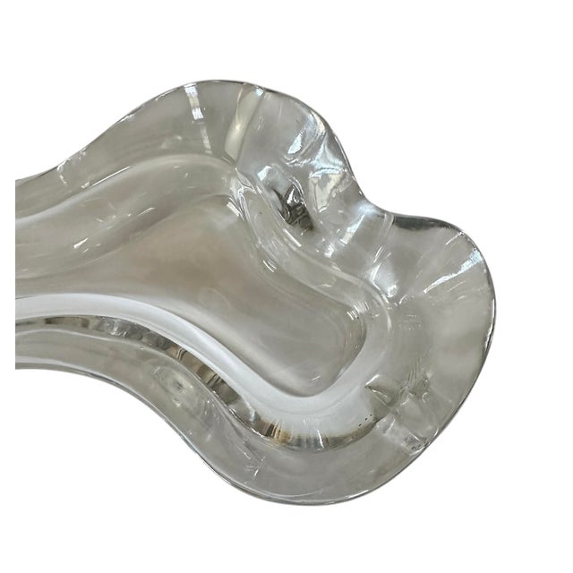 Vintage Italian Clear Glass Murano Style Wavy / Organic / Freeform Ashtray / Vide Poche / Valet / Trinket Dish, Circa 1970 For Sale In Dallas - Image 6 of 8